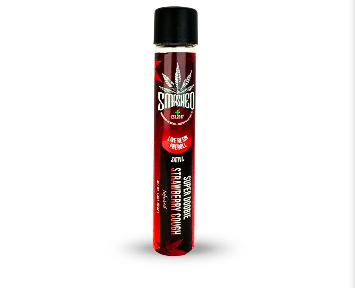 smashed-sc.jpeg Smashed 1.6-gram Pre rolls- Super Dobie Strawberry Cough - Image 1